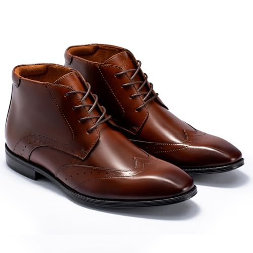 Image of Holy dove Mens Dress Boots, Premium Leather Oxford Chukka in, Non-Slip Waterproof Business Boots for Men