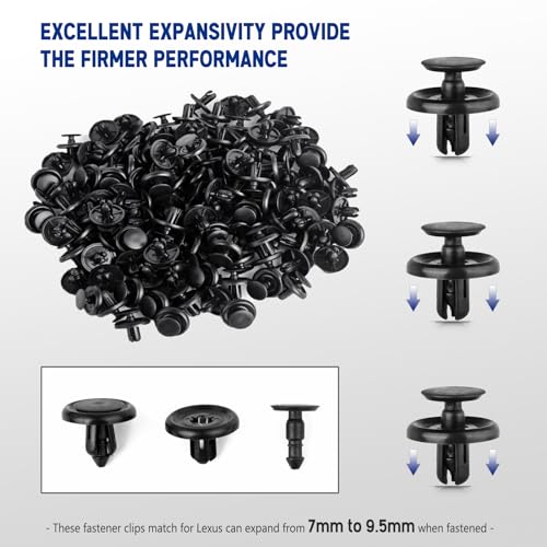 Image of UNIGT 120 pcs Engine Under Cover Push-Type Retainer Clips Compatible with Toyota Lexus Camry Corolla Body Clips Replace 90467-07201 with Tool