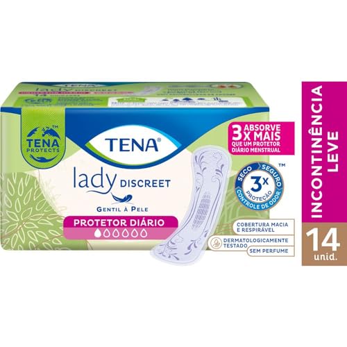 Tena Lady Discreet, Protetor Diário Incontinência Leve, Liner, sem abas - 14 unidades