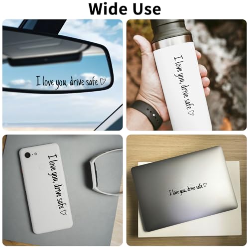 Image of 4X I Love You Drive Safe Mirror Sticker, Cute Car Stickers for Women, Valentine's Day Gift for Her, Drive Safe Car Decals for Rearview Mirror (Black)