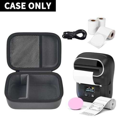 Image of Boobowl Hard Case for Phomemo M110 /M110S Label Maker, Case Only | Organized Label Roll Storage, Mesh Pocket for Charging Cable, Home Office Inventory, Small Business - Grey