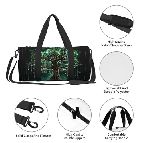 Travel Duffle Bag Lightweight Small Gym Bag Foldable Weekender Overnight Bags with Adjustable Shoulder Strap Carry On Tote Bags Magical Green Tree Hospital Bag for Women Men4