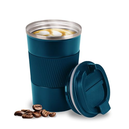 Smarthers Termo café ou chá - caneca térmica café para transportar, copo térmico com manutenção de frio e calor 4-6 horas, caneca térmica de aço inoxidável BPA Free, copo de café para transportar