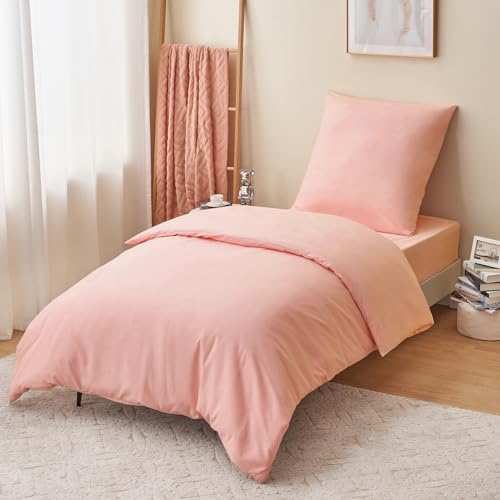 RUIKASI Bettwäsche 155x220 2teilig Rosa - Pink Mikrofaser Bettwäsche-Sets Oeko-TEX, Bettbezüge 155 x 220cm + Kissenbezüge 80x80cm mit… – Ansicht 2