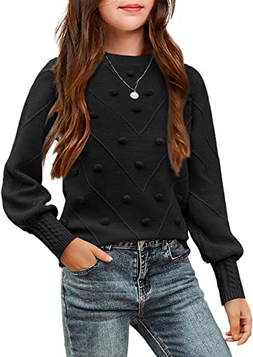 Image of Arshiner Kid Girls Crew Neck Lantern Sleeve Sweater Cute Jumper Top Pullover Outwear 5-13 Years