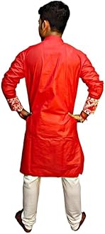 Men's Pure Cotton Jamdani Kurta, Full Sleeves, for Weddings, Parties, Poojas, Festivals