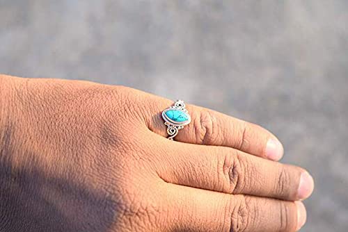 Turquoise Stone Ring, 925 Sterling Silver Ring Statement Ring For Women - Girls, 5X10Mm Natural Marquise Shape Gemstone Ring, Christmas Gifts, Gemstone Ring Size Us 9 Handmade Ring #TOP3