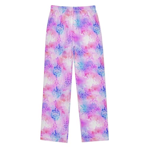 Boys' Pants Pink Purple Tie Dye Long Bottoms Jogger Pants Elastic Waist Trousers with Pockets S-XL