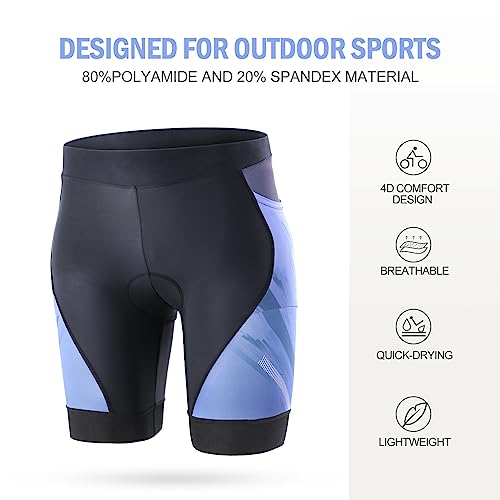 Short de ciclismo acolchoado 4D para mulheres, Azul, G