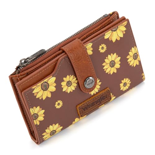 Wrangler Wallet for Women Bifold Card Holder with Zipper Pocket Ladies Clutch Purse with ID Window WG204-W0021BR - image 4