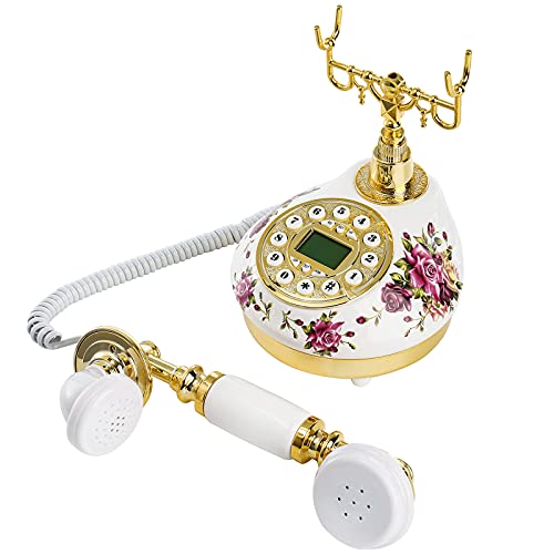Cedilis-Retro-Vintage-Phone-Antique-Ceramic-Telephone-with-LCD-Old-Fashioned-Telephones-with-Push-Button-Dial-for-Home-Decor