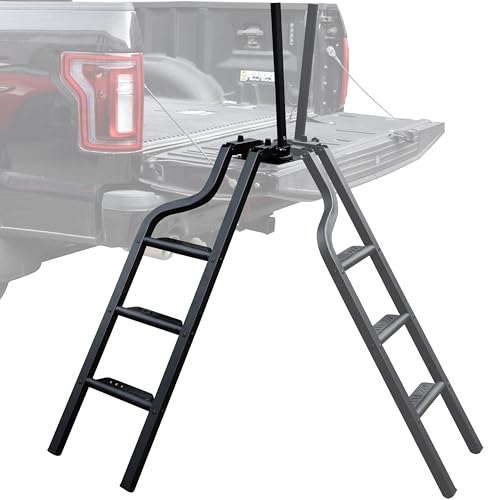 POKIAUTO 42" Rotatable Universal Pickup Truck Tailgate Ladder with Handle, Foldable Heavy Durty Truck Ladder Folding Tailgate Step with Wide Pedals for F150/Ram 1500 Accessories, Capacity 600 lbs by POKIAUTO - Used condition - US$116.98