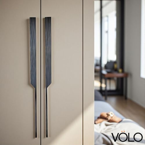 Image of VOLO Cabinet Handle - Multi-Use Pull Handle for Wardrobes, Drawers, Sliding Closets, and Doors in Kitchen, Office, Bedroom (SAC-59) (1 Pair Left & Right) (Black, 600MM (24 Inch))