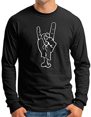 T-shirt Metal-Hand-Bones OM3 motif devils horn imprimé sur manches longues