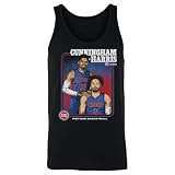 500 LEVEL Cade Cunningham & Tobias Harris Detroit Pistons Step Brothers Men's Tank Top (Black, Small)