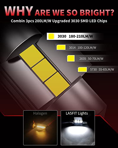Image of LASFIT 28MM LED Festoon 29MM 641 6614F 6612F TS-14V1CP LED Dome Map Trunk Cargo Light Bulb 6000K Brighter White Light (Pack of 2)