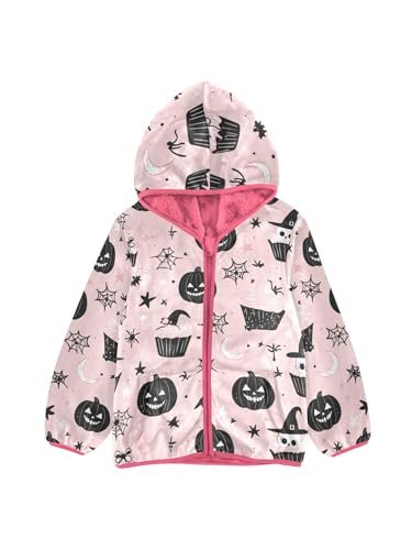 Abstract Wacky Skeleton Pumpkins Girls Fleece Jacket Girls Jacket Girl Coats Zip Up Hoodie Children Outerwear 2-3T