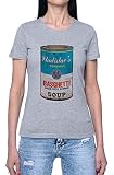 sopa campbells tallarines Prenda suave de alta calidad Basghetti Soup Camiseta para Mujer Gris De Manga Corta Ligera Informal con Cuello Redondo Women\'s Tshirt Grey XS