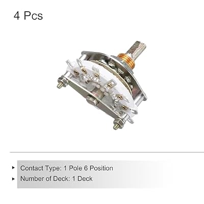 MECCANIXITY 1P6T Rotary Switch 1 Pole 6 Position Band Selector 1 Deck for TV Radio Home Machine 4 Pcs