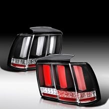 Autozensation Compatible with 1999-2004 Ford Mustang, Left + Right Pair Assembly, Black Sequential LED Bar Tail Lights