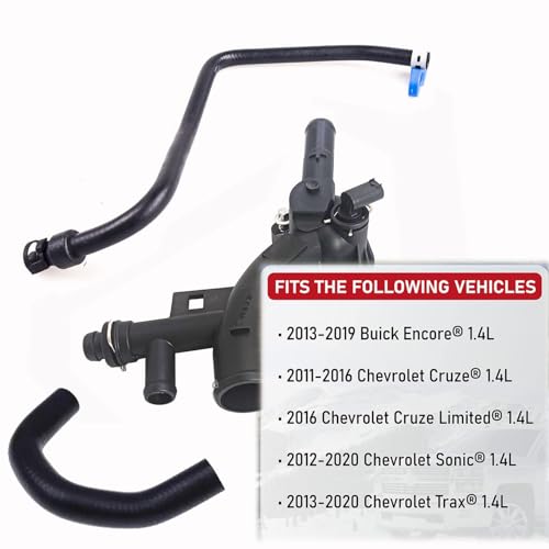 13251447 Coolant Bypass Hose Inlet Hose, & Engine Coolant Water Outlet Housing for-GM 55596898 Engine Oil Cooler Coolant Inlet Hose, for chevro-let Cruze 1.4L Engine Parts Black