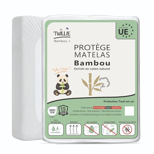Twillie Alèse Bébé 50x85 Bambou – Qualité Supérieure – Protège-Matelas Imperméable &...