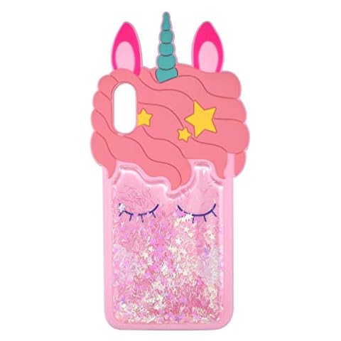 Quicksand Unicorn Samsung A70 Case,Awin 3D Cute Unicorn Kids Girls Women Bling Glitter Soft Silicone Rubber Case Cover
