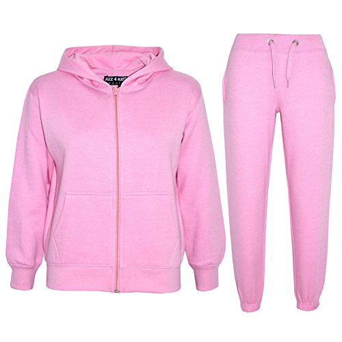A2Z 4 Kids Girls Boys Tracksuit Plain Camouflage Fleece Hooded - T.S Plain Baby Pink 3-4.