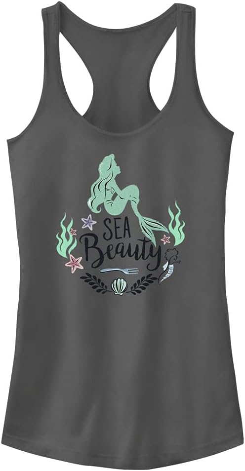 Disney Womens Princess Sea Beauty Slim Fit, Scoop Hem Racerback Tank