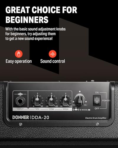Donner Mini Electric Drum Amp 20W, Wireless Electronic Drum Amplifier Keyboard Speaker DDA-20 Portable for Home Practice - image 5