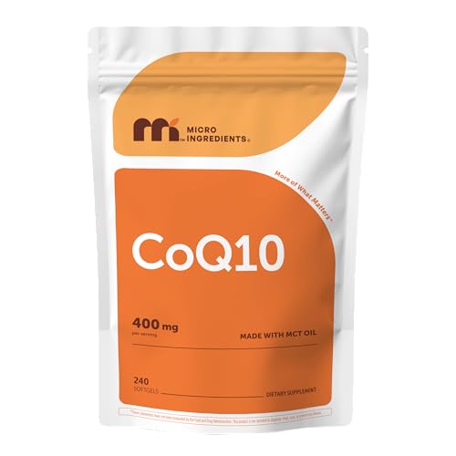 Micro Ingredients CoQ10 400 mg Per Serving 240 Softgels | Made with Coconut MCT Oil | Coenzyme Q10 (Ubiquinone) | Non-GMO