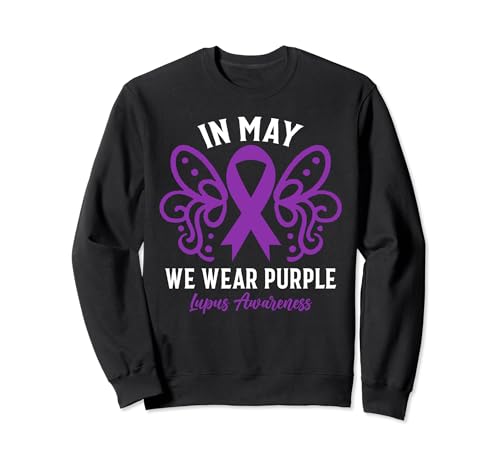 In May We Wear Purple Ribbon Lupus Awareness Felpa
