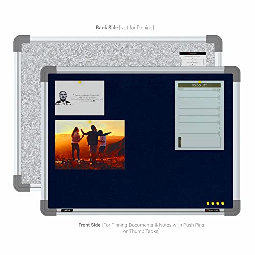 Image of Scholar Art Metis 1.5x2 Feet Fabric Pin-up Notice Board for Study Room & Wall | High Strength Velvet Cloth + High Density Soft Board for Pinning Photos, Sticky Notes & Reminders (Dark Blue)