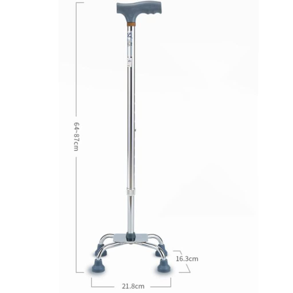 GCX- Muletas for Ancianos con bastón de Cuatro Patas, bastón Antideslizante, bastón telescópico Ligero con Cuatro Esquinas Firma