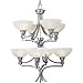 Progress Lighting P4182-09 Eight-Light Chandelier with Swirled Alabaster Glass and Square Arm Tubing and Cast Accents, Brushed Nickel