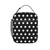 wsrgvab Black And White Polka Dot Portable Lunch Box Bag Insulated Reusable Lunch Tote For Men And W