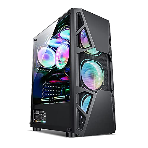 Caja De Juegos ATX - Micro ATX PC Funda/ATX Caja De La Computadora - Torre Media - Vidrio Acrílico - Ventilador Y Agua De Enfriamiento (Color : Black)