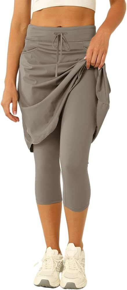 Women 20" Knee Length Tennis Skirt with Built in Legging Golf Skirts Skirted Legging with Pockets - Image 5