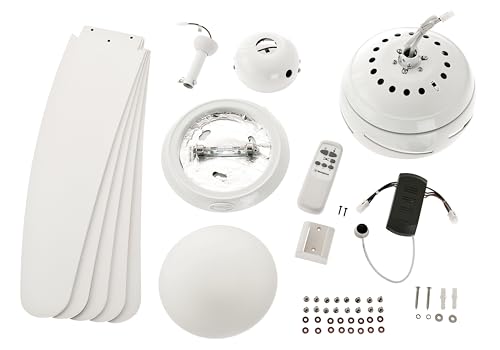 Unutarnji stropni ventilator od 132 cm Bendan 7214040 s jednim svjetlom i pet lopatica, verzija u bijeloj boji s opalnim mat staklom