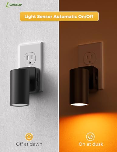 Image of L LOHAS LED Night Lights Plug into Wall, [2-Pack] Rotatable Night Lights | Dusk to Dawn Sensor, 0-100 LM Brightness Adjustable,2000K Amber Nightlight for Adults Bathroom Hallway Stairs