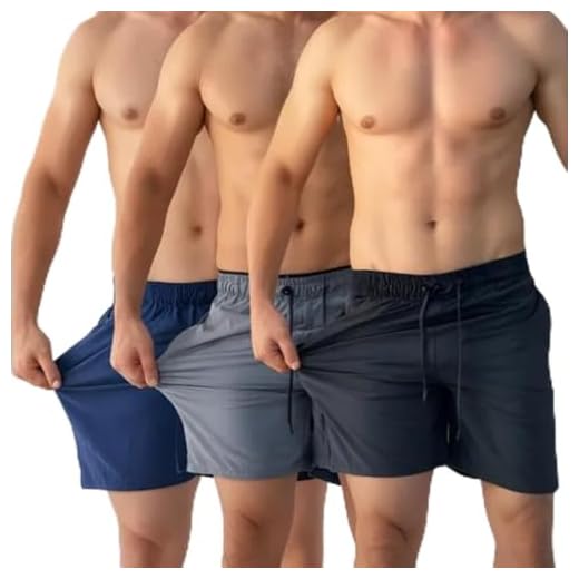 Kit 3 Short Masculino Academia Bermuda Tactel Lycra Treino (BR, Numérico, 1, Regular, Regular, G, Preto Azul e Cinza)