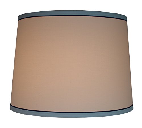 Urbanest White with Trim French Drum Lampshade, 10-inch by 12-inch by 8.5-inch, Navy Blue, Spider