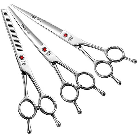 Fenice Peak Dog Grooming Kit Pet Grooming Scissors Set Professional Thinning Scissors for Dogs Curved Shears Trimming Scissors for Dogs Cats 9Cr Stainless Steel Shears Cover