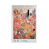 GQVCJSW Póster artístico de mercado de flores de Nueva York, lienzo para decoración de pared, pinturas para sala de estar, dormitorio, decoración de 20 x 30 cm