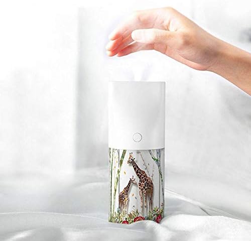 NP USB Charging Night Light Function Air Humidifier Aromatherapy 3D Embossed Humidifier for Car Desktop - White (Color : Deer)