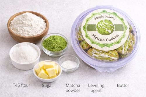 Image of MOM'S BAKERY Homemade Crunchy Matcha Cookies 200 gm Soft, Chewy & Freshly Baked Snack Treats- Ideal for Gifting | Perfect for Biscuit Lovers | T45 Flour, Butter, Sugar, Vanilla Essence | Healthy & High Fiber for Anytime Cravings for Tea Time