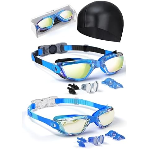 Hurdilen Swim Goggles for Kids Toddlers 3-14 with Swim Cap, Nose Clip, Nose Bridge, Ear Plugs Cover