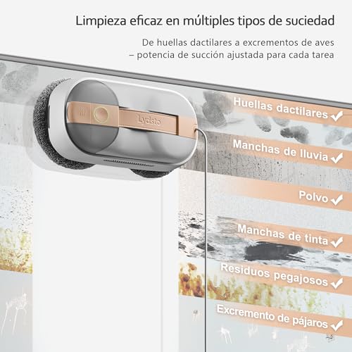Lydsto WL09 Robot Limpiacristales, 6000Pa Aspiración Auto-Ajustable, Doble Pulverización Ultrasónica, Mando a Distancia, Triple Seguridad, Incluye Caja Almacenamiento y 10 Paños - imagen 4