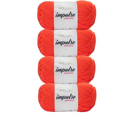 Image of WOAFashions Impulse Hand Knitting & Crochet Yarn, Premium Acrylic, 4 : Medium (Tiger Orange) (4x100gms / 14.1oz)