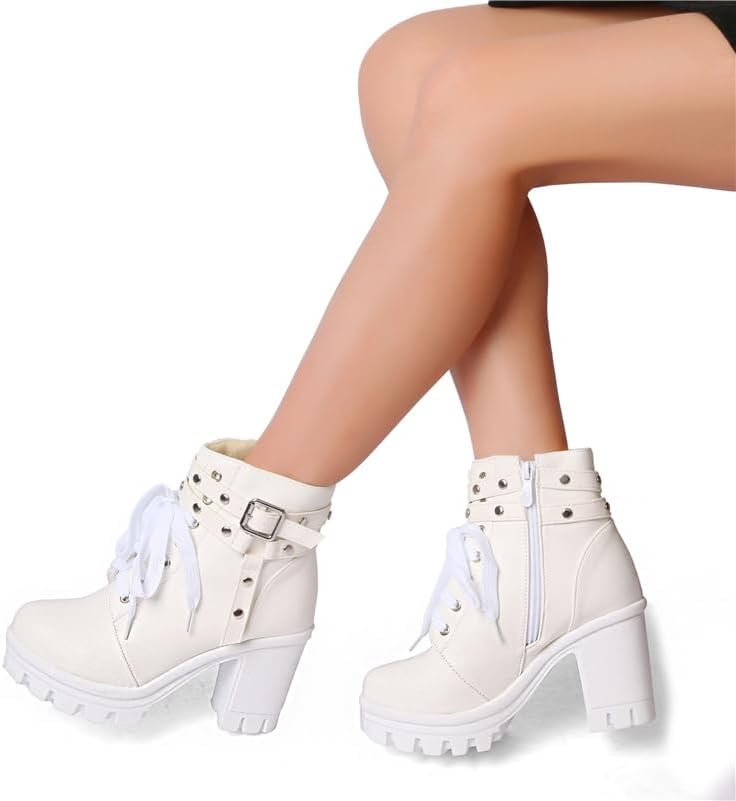 Platform Boots For Women Black Chunky Boot Goth Ankle Booties Bead Lace Lolita Dress Shoes With Zipper - Image 3